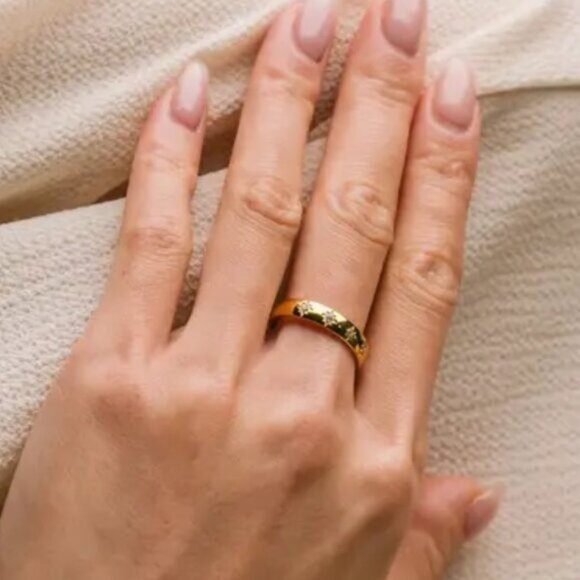 Gold Ring CZ Stars Waterproof Ring Celestial Gold Ring Cosmic Ring BEAUTIFUL - Picture 3 of 12